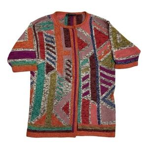 Peruvian Connection Multicolor Pima Cotton Cardigan Jacket XS